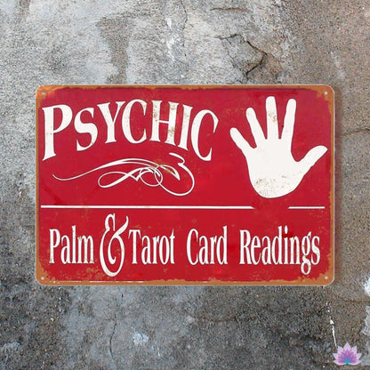 Tarot Psychic Metal Sign | Divination Retro Tin Plaque | Esoteric Wall Art For Witchy Home Decor | Apollo Tarot Shop