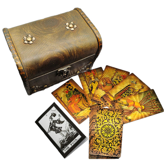 Gold Foil Tarot Deck In Chest Box + English Guidebook | Apollo Tarot Shop