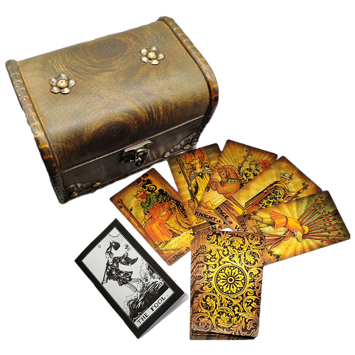 Gold Foil Tarot Deck In Chest Box + English Guidebook | Apollo Tarot