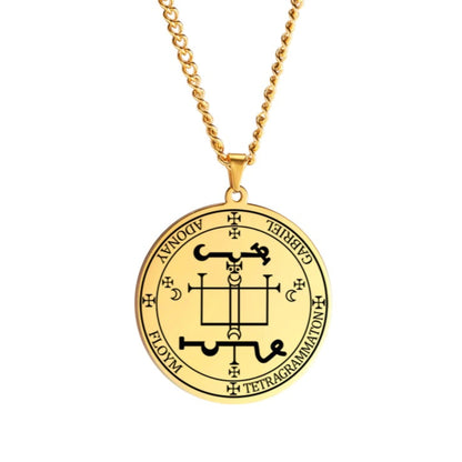 Archangel Sigil Necklaces | Angel Magick Talisman Enochian Amulet | Stainless Steel Long Chain Round Pendants | Apollo Tarot Shop