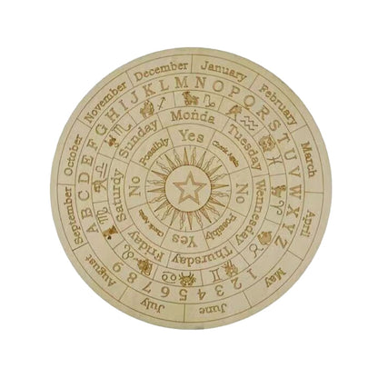 Wooden Pendulum Board | Round Divination Tool For Dowsing And Pendulum Reading | Carved Wood Esotericism Plate | Apollo Tarot Shop