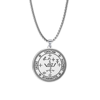 Archangel Sigil Necklaces | Angel Magick Talisman Enochian Amulet | Stainless Steel Long Chain Round Pendants | Apollo Tarot Shop