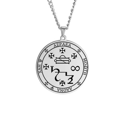 Archangel Sigil Necklaces | Angel Magick Talisman Enochian Amulet | Stainless Steel Long Chain Round Pendants | Apollo Tarot Shop