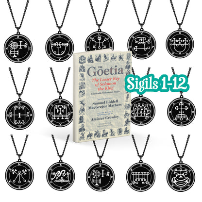 Lesser Key Of Solomon Goetia Sigil Talisman Necklace | Lemegeton 72 Demon Sigils Black Stainless Steel Pendant | Witchcraft Amulet For Spiritual Men & Women | Apollo Tarot Jewelry Shop