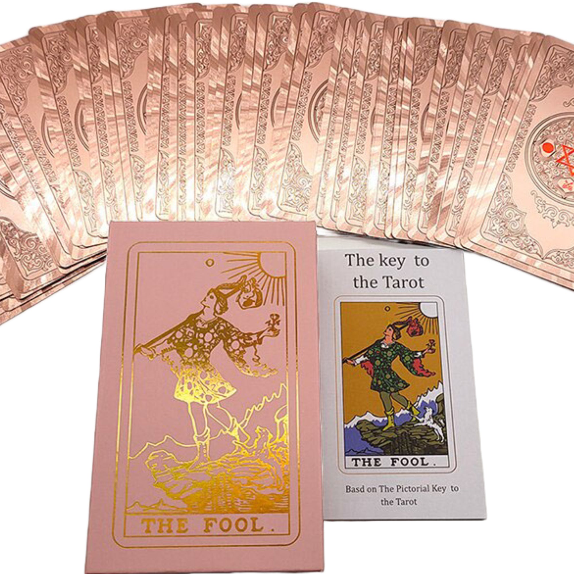 Rose Pink Gold Foil Tarot Deck | Plastic Waterproof Tear-Resistant Cards + English Guidebook Gift Box