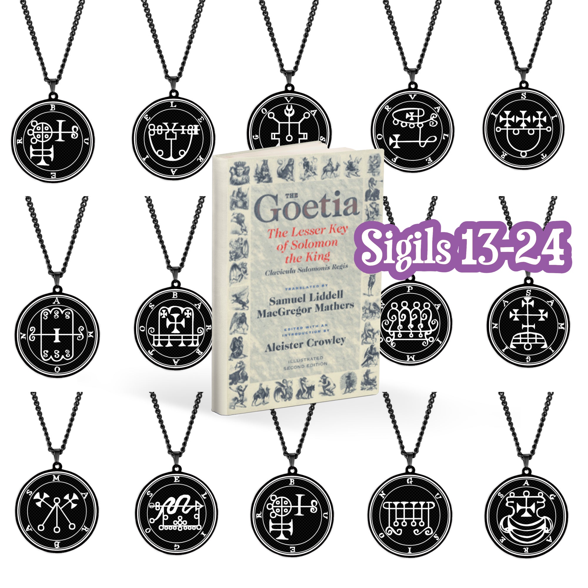 Goth Necklace With Pendant Of Demon Sigil From The Lesser Key of Solomon | King Asmoday Goetia Amulet | Lemegeton Black Talisman | Apollo Tarot Jewelry Shop