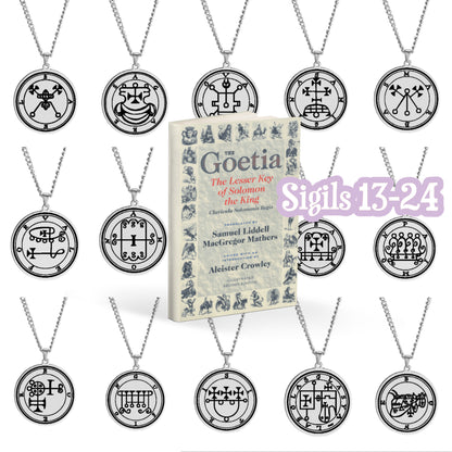 Products Silver Necklace Of Demon Sigil From The Lesser Key Of Solomon | Goetia Magick Pendants (Sigils 13-24) | Apollo Tarot Jewelry Shop