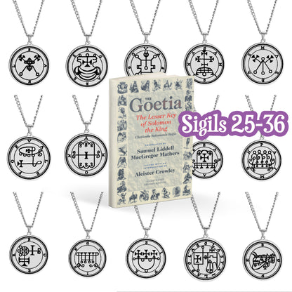 Silver Necklace Of Demon Sigil From The Lesser Key Of Solomon | Goetia Magick Pendants (Sigils 25-36) | Apollo Tarot Jewelry Shop