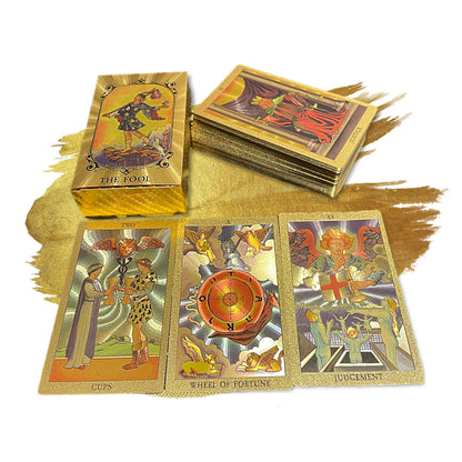 Gold Foil Tarot Cards Deck In Economic Tuck Box With Colored English Guidebook For Beginners | RWS-Inspired Premium Plastic Card Divination Gift Set | Apollo Tarot Shop