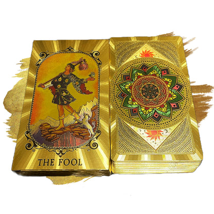 Gold Foil Tarot Cards Deck In Economic Tuck Box With Colored English Guidebook For Beginners | RWS-Inspired Premium Plastic Card Divination Gift Set | Apollo Tarot Shop