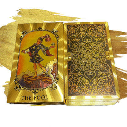 Gold Foil Tarot Cards Deck In Economic Tuck Box With Colored English Guidebook For Beginners | RWS-Inspired Premium Plastic Card Divination Gift Set | Apollo Tarot Shop