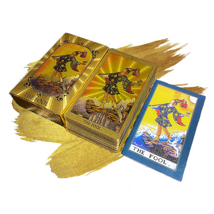 Gold Foil Tarot Cards Deck In Economic Tuck Box With Colored English Guidebook For Beginners | RWS-Inspired Premium Plastic Card Divination Gift Set | Apollo Tarot Shop