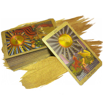 Gold Foil Tarot Cards Deck In Economic Tuck Box With Colored English Guidebook For Beginners | RWS-Inspired Premium Plastic Card Divination Gift Set | Apollo Tarot Shop