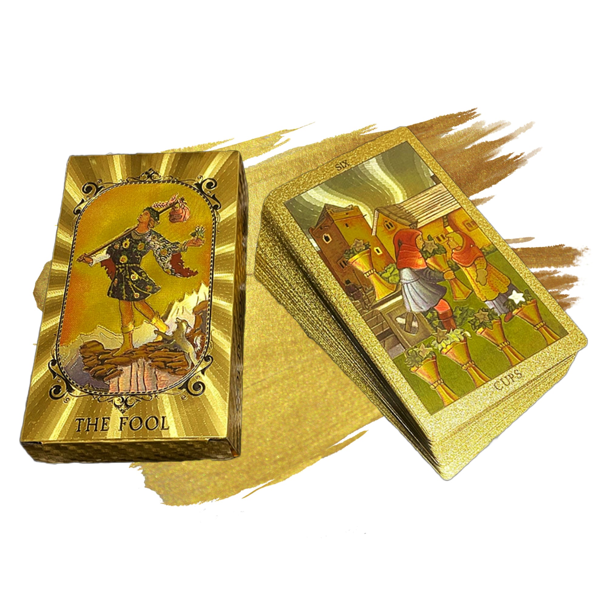 Gold Foil Tarot Cards Deck In Economic Tuck Box With Colored English Guidebook For Beginners | RWS-Inspired Premium Plastic Card Divination Gift Set | Apollo Tarot Shop