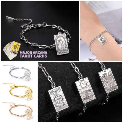 Bracelets With Tarot Card Charms, Spiritual Wrist Pendants Of Major Arcana Divination Cards