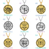 Load image into Gallery viewer, Gold Pendant Necklace With Seals Of The 72 Spirits In The Lesser Key of Solomon (Sigils 61-72) | Apollo Tarot Jewelry Shop