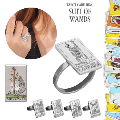 Silver Tarot Ring | Suit of Wands Rider-Waite-Smith Cards | Apollo Tarot