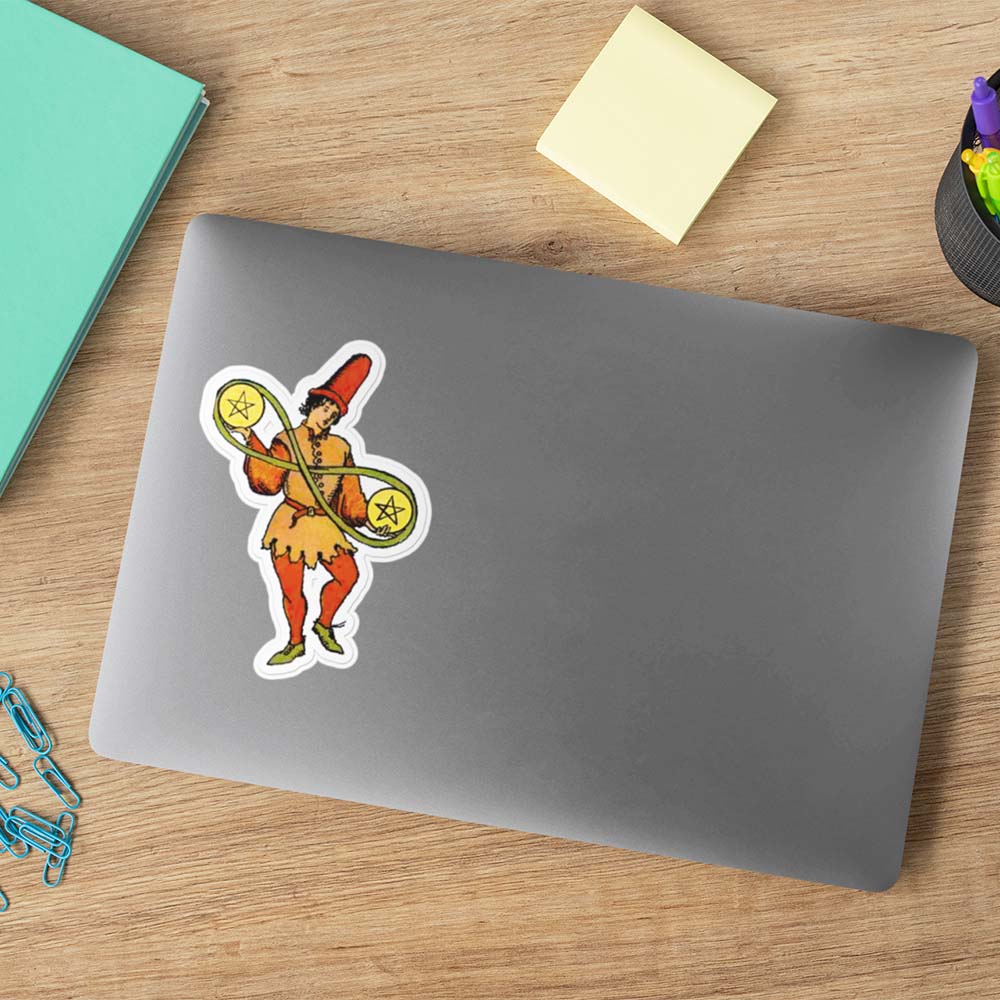 Two of Pentacles Laptop Sticker
