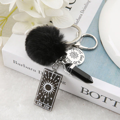 Keyring Of The Sun Tarot Card | Puffer Ball Quartz Stone Keychain