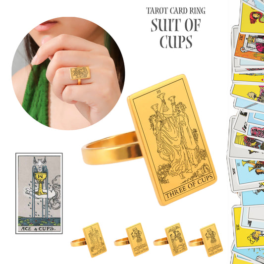 Gold Tarot Ring | Suit Of Cups Rider-Waite-Smith Cards | Apollo Tarot