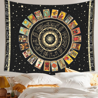 Tarot Card Tapestry | Astrology Chart & Major Arcana Wall Hanging | Apollo Tarot