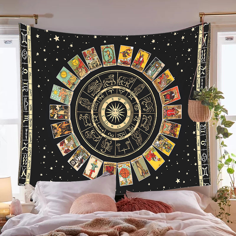 Tarot Card Tapestry | Astrology Chart & Major Arcana Wall Hanging | Apollo Tarot