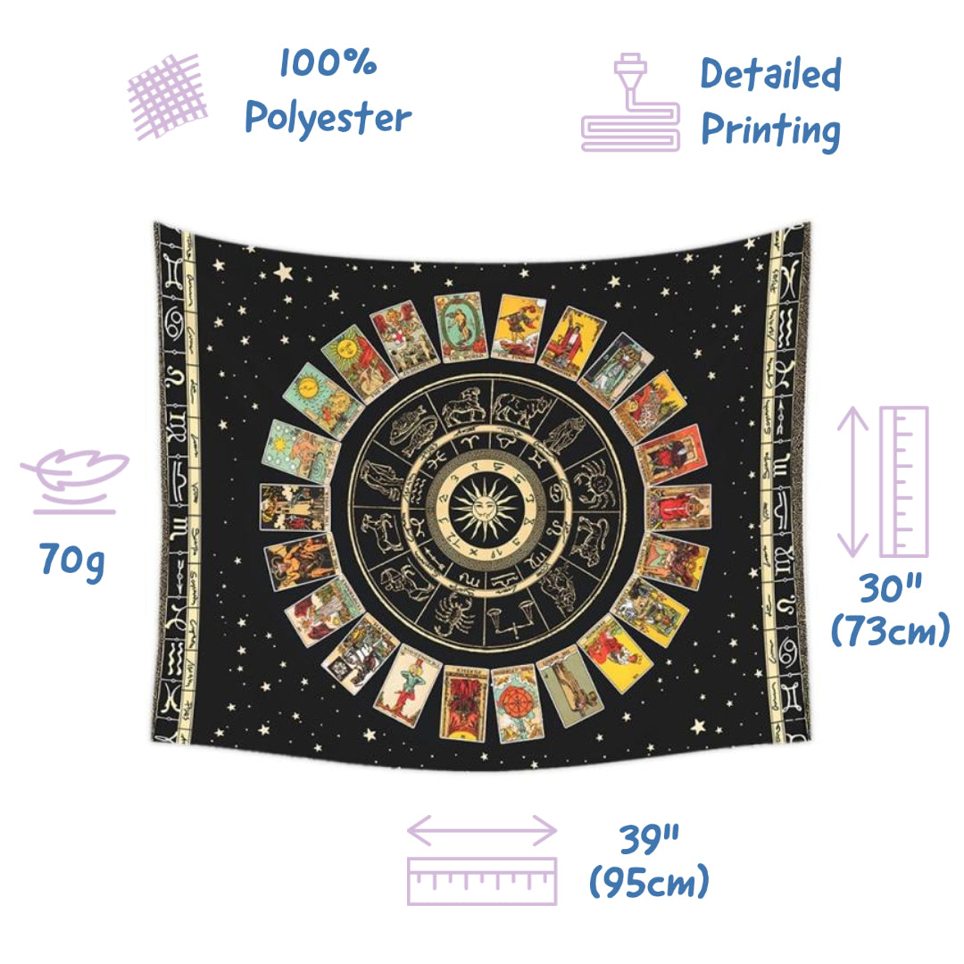 Tarot Card Tapestry | Astrology Chart & Major Arcana Wall Hanging