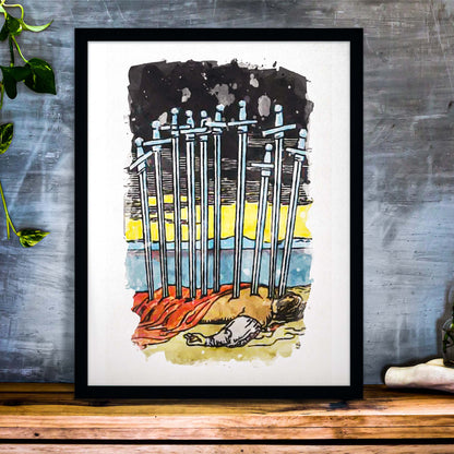 Tarot Art | Ten Of Swords Poster | Watercolor Print | Apollo Tarot