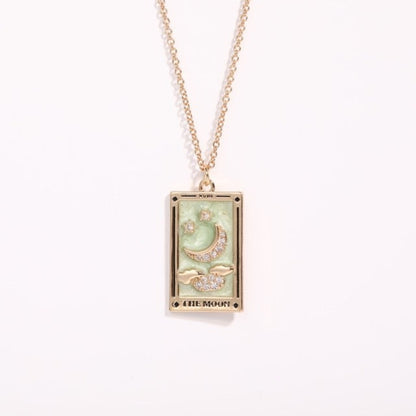 Vintage Tarot Necklace for Women | The Sun, The Moon, The Star Cards | Enamel Zircon Pendants | Apollo Tarot