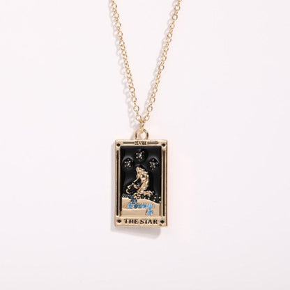 Vintage Tarot Necklace for Women | The Sun, The Moon, The Star Cards | Enamel Zircon Pendants | Apollo Tarot