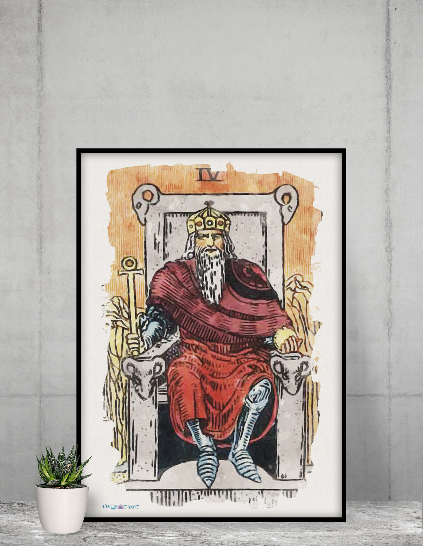 Watercolor Of The Emperor Tarot Card | Framed Fine-Art Print | Apollo Tarot
