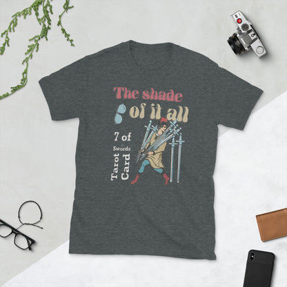 The Shade Of It All x 7 Of Swords Tarot Card T-Shirt | Apollo Tarot Shop