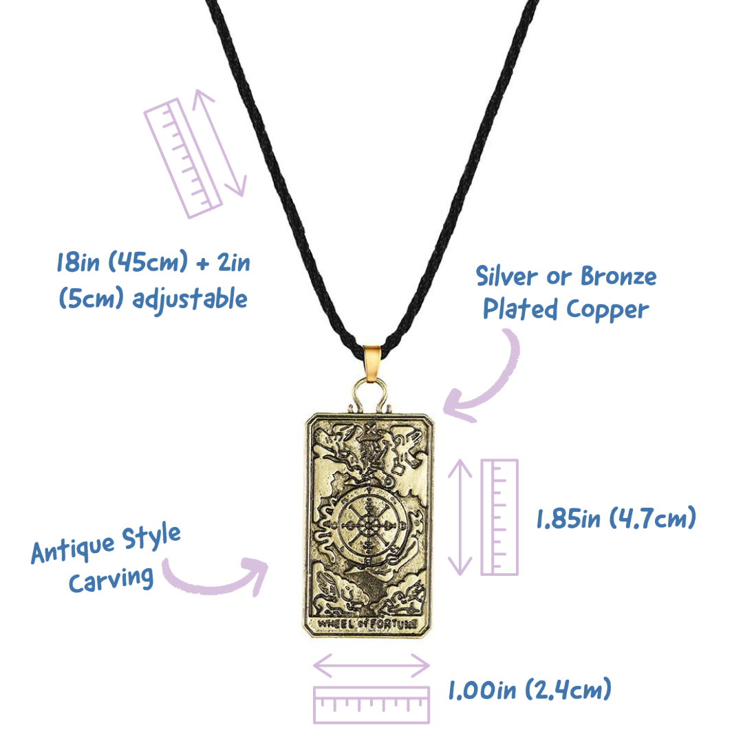 Tarot Card Necklace | Wheel Of Fortune Pendant | Men's Necklace