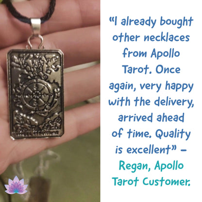 Tarot Card Necklace | Wheel Of Fortune Pendant | Men's Necklace