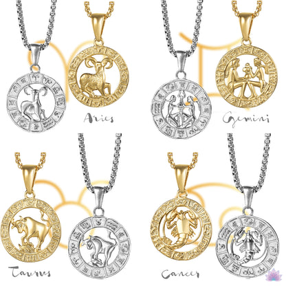 Zodiac Sign Necklace | 12 Constellation Pendants For Spiritual Men & Women | Silver & Gold-Plated Astrology Jewelry