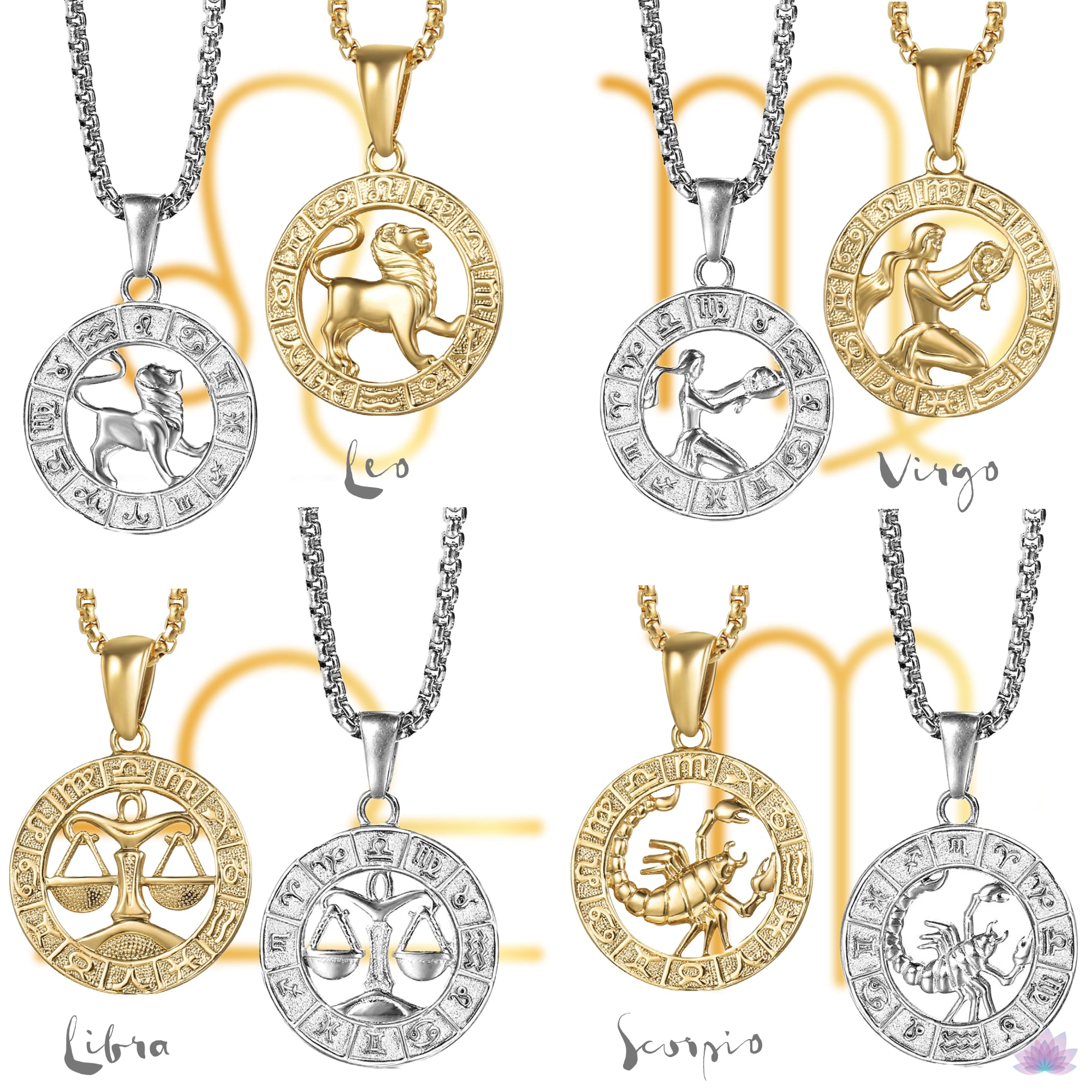 Zodiac Sign Necklace | 12 Constellation Pendants For Spiritual Men & Women | Silver & Gold-Plated Astrology Jewelry