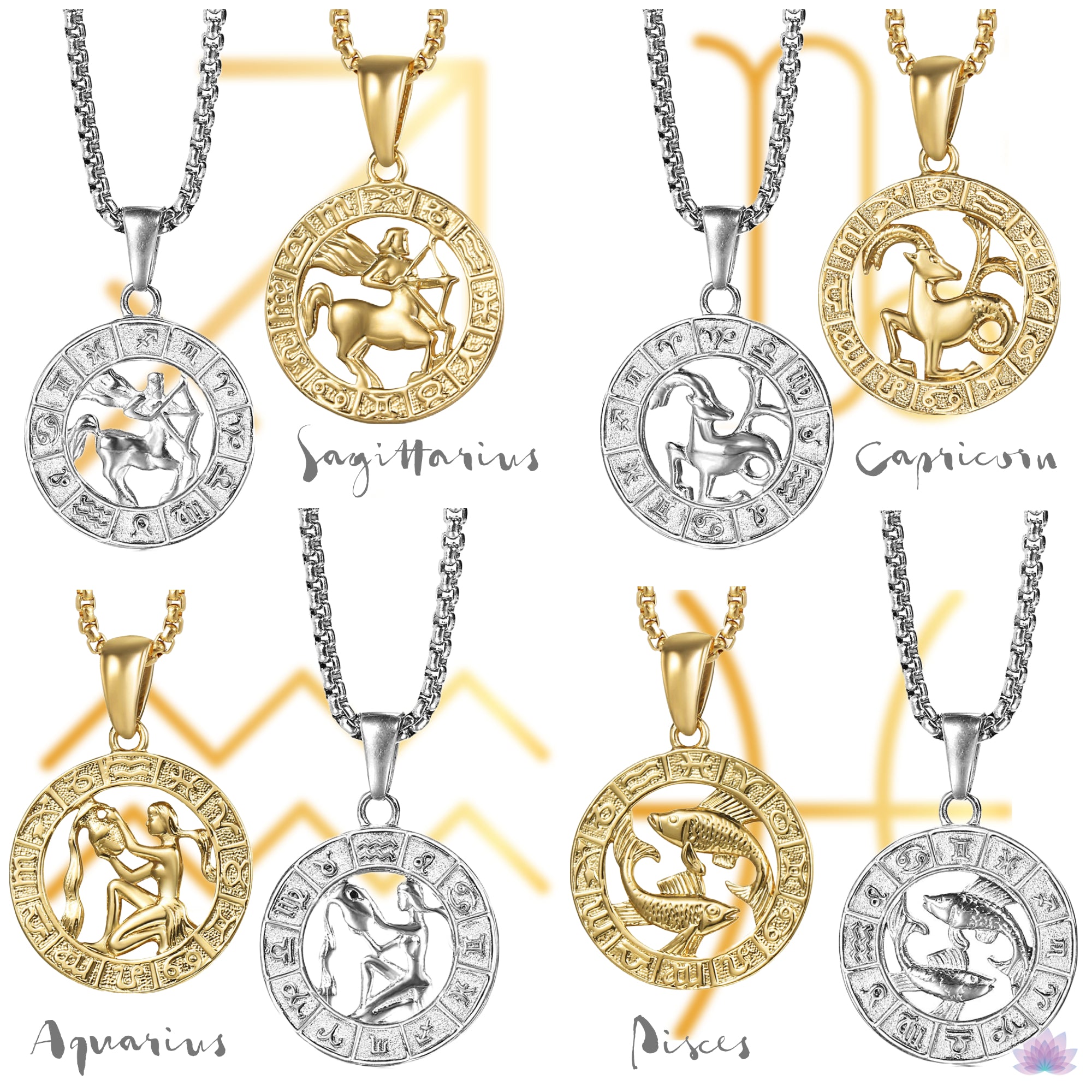 Zodiac Sign Necklace | 12 Constellation Pendants For Spiritual Men & Women | Silver & Gold-Plated Astrology Jewelry