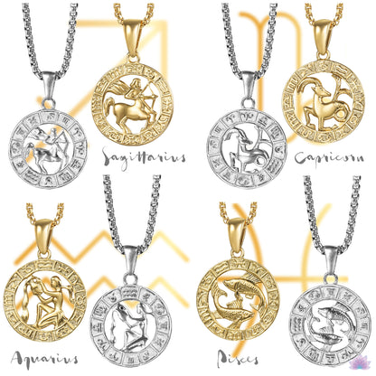 Zodiac Sign Necklace | 12 Constellation Pendants For Spiritual Men & Women | Silver & Gold-Plated Astrology Jewelry